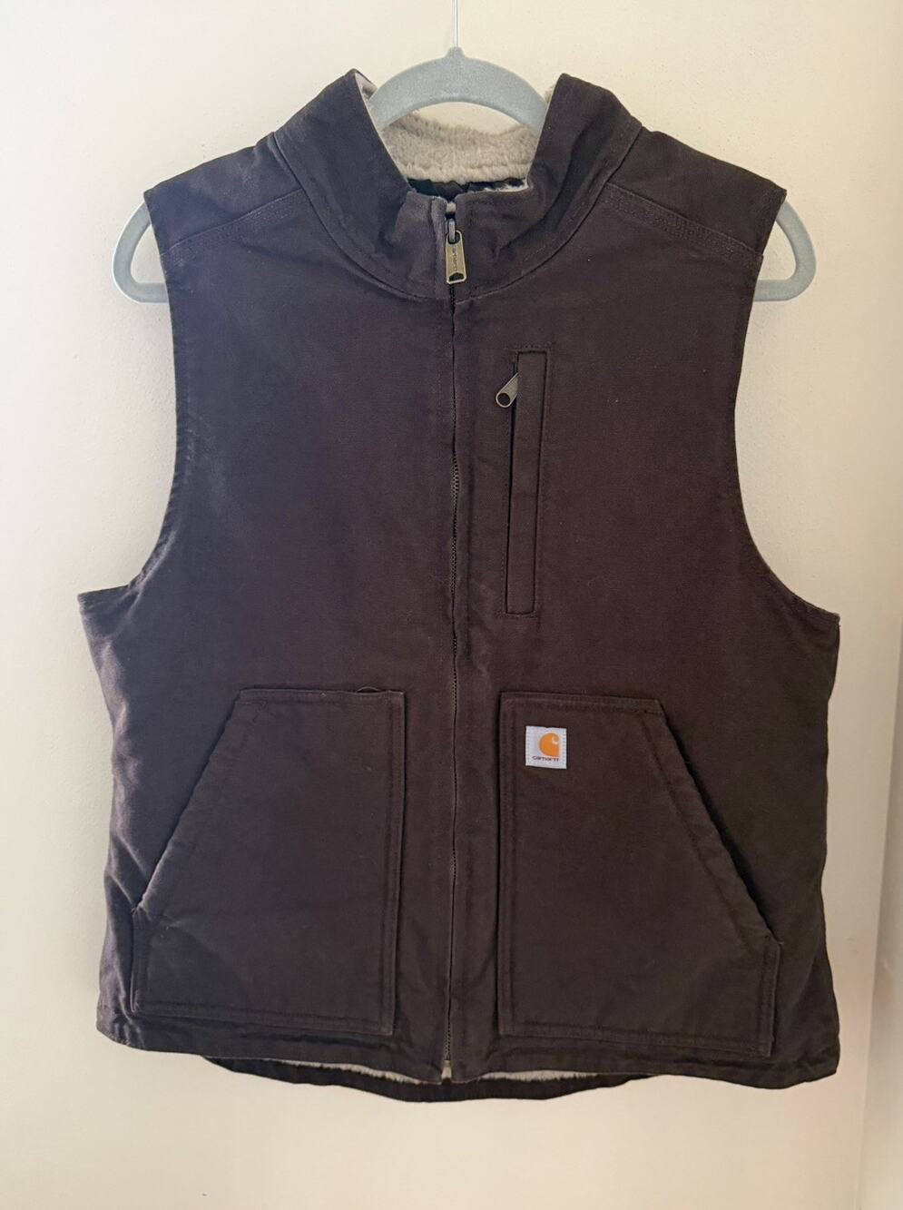 Carhartt Duck Canvas Sherpa Lined Vest Womens Size Medium 8-10 OV4277-W